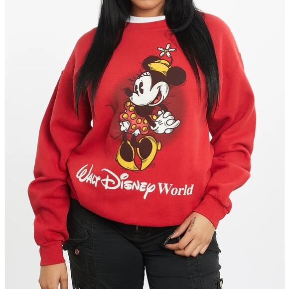 Vintage Walt Disney World Parks Minnie Mouse Long Sleeve Pullover Sweatshirt - Picture 1 of 13